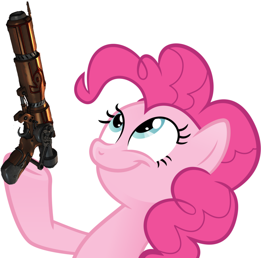 Caster Gun, Look What Pinkie Found, Outlaw Star, Pinkie - Pinkie Pie With A Gun (990x900), Png Download