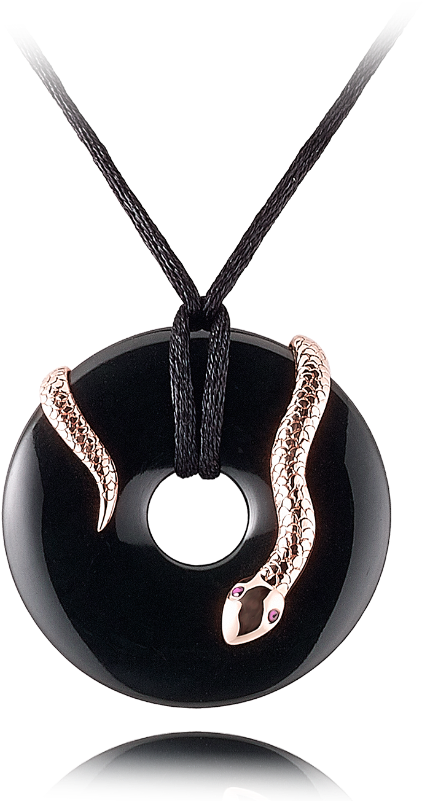 Black Jade Disc Silk Cord Necklace With Yellow Gold - Necklace (800x800), Png Download