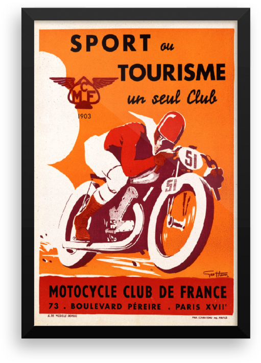 Motorcycle Club - Retro Sports Poster (1000x1000), Png Download