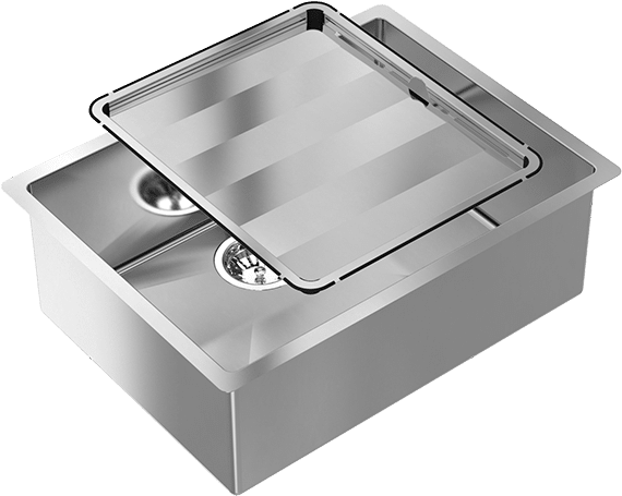 Abey Piazza Cr540 Square Bowl Sink - Abey Cr540 Piazza Square Bowl Sink Stainless Steel (600x600), Png Download