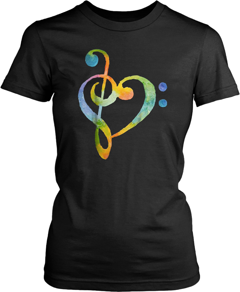 Watercolor Rainbow Heart Bass Clef T-shirt - Too Peopley Outside Shirt (1024x1024), Png Download