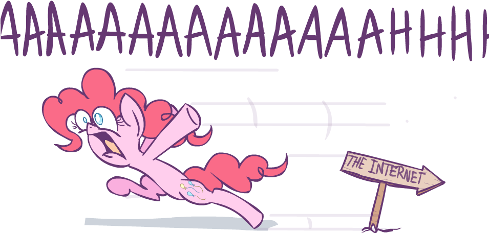 Internet, Pinkie Pie, Running, Safe, Screaming, Sign - Cartoon (954x530), Png Download