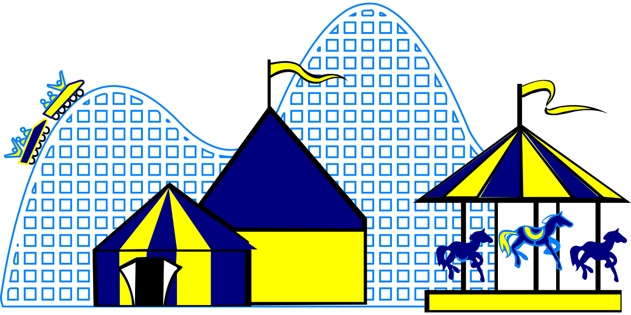 Rollercoaster Clipart Carnival - Carnival Rides Clipart (1280x640), Png Download