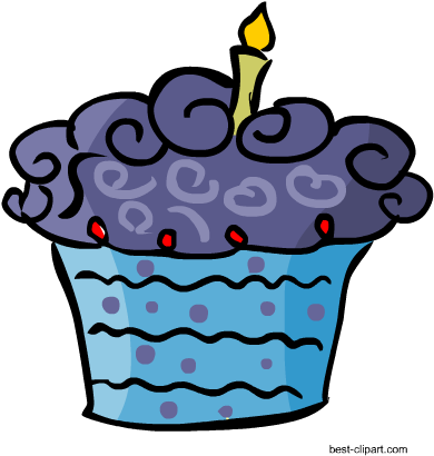 Blue Cupcake With One Candle, Free Clip Art - Cake Prop Printable (450x450), Png Download