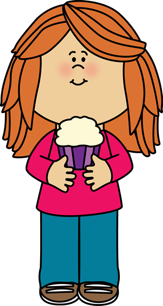 Girl Holding A Cupcake - Clip Art Girl (321x600), Png Download