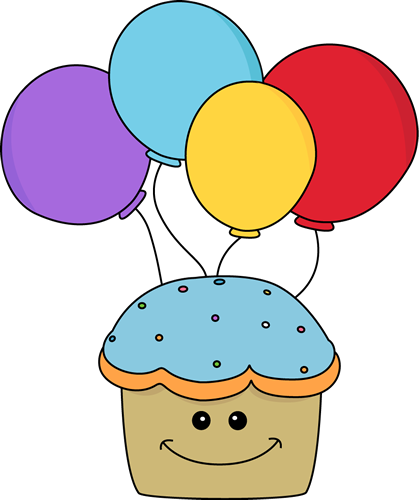 Happy Birthday Cupcake Clipart Cupcake Balloons Png - Cute Birthday Clipart (419x500), Png Download