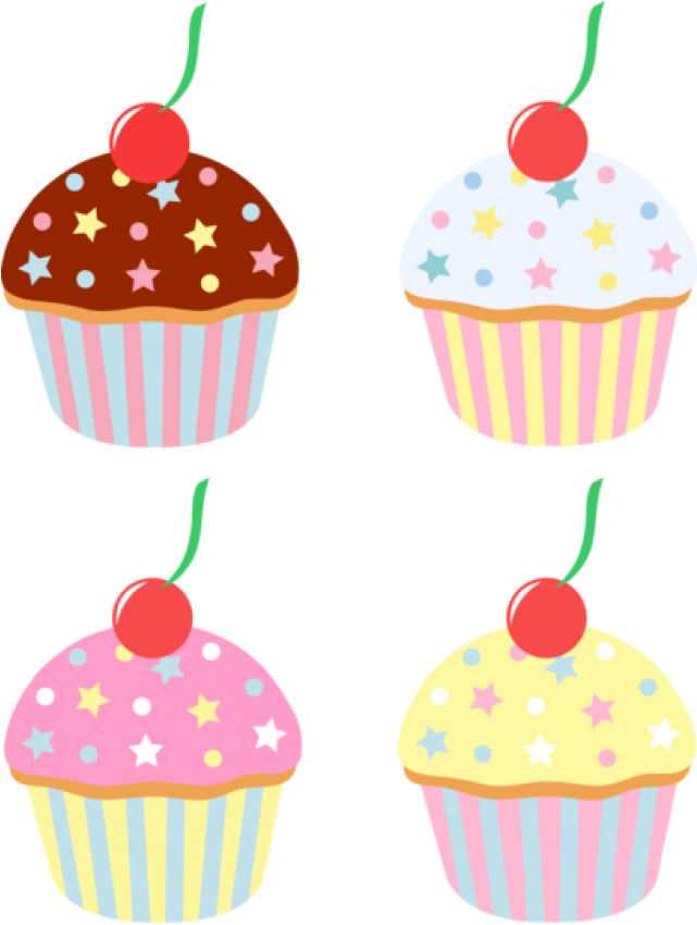 Cupcake Clipart Four Frames Illustrations Images Photo - Cupcake Cartoon (640x864), Png Download