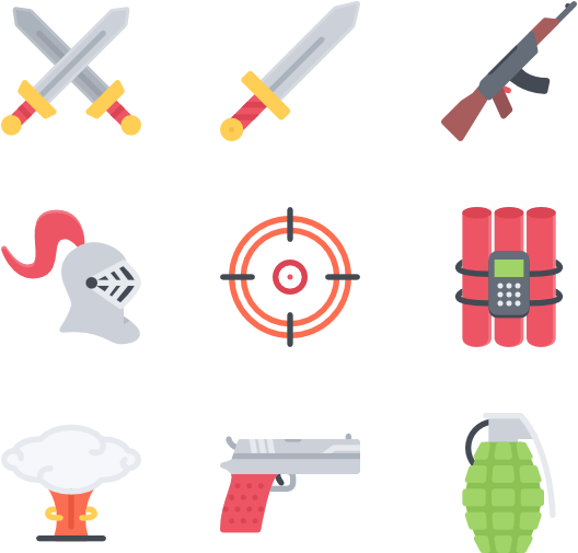 War - War Flat Icon (600x564), Png Download