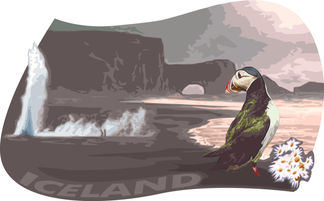 Vector Illustration Of Iceland With Pelagic Seabird - Illustration (1127x700), Png Download