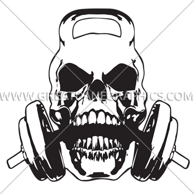 Skull Clipart Kettlebell - Kettlebell Skull With Barbell (385x385), Png Download