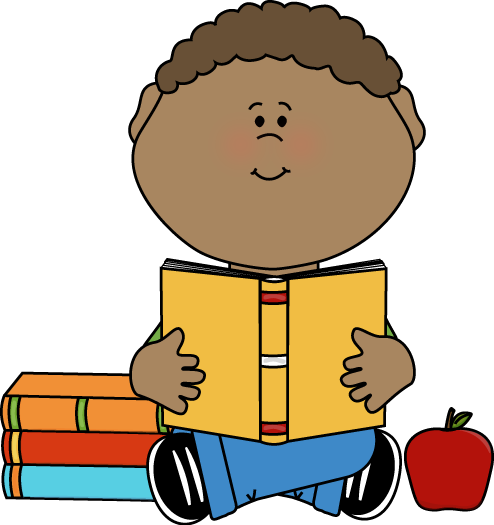 Boy Reading Clip Art - Child Reading Clipart (494x525), Png Download