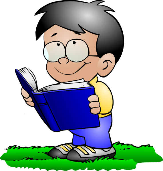 Boys School Cliparts - Reading A Book Png (570x595), Png Download