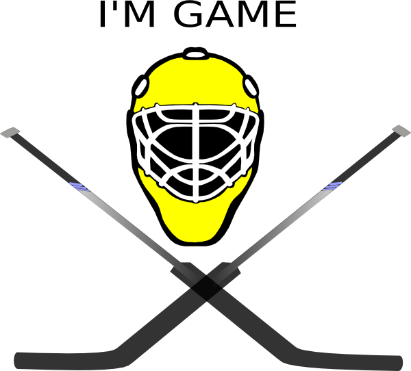 Goalie Mask Crossed Sticks Clip Art - Hockey Goalie Mask Drawing (600x542), Png Download