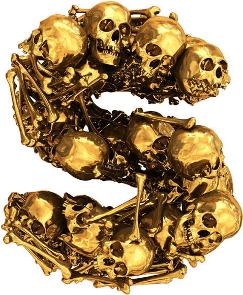 Golden Skull Font - Skull Gold Png (595x595), Png Download