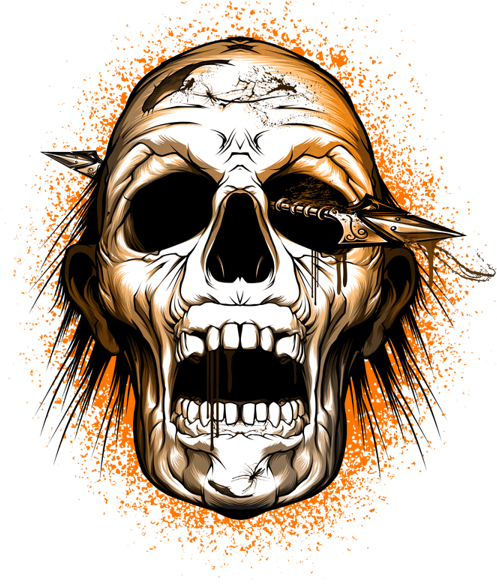 Scary Skull Png Clip Black And White Library - Walking Dead Skull Png (600x600), Png Download