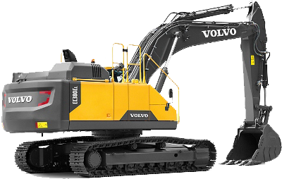 The Excavator, The Vest And The Backpack Beat Thousands - Volvo Excavator Mining Construction Equipment (441x297), Png Download