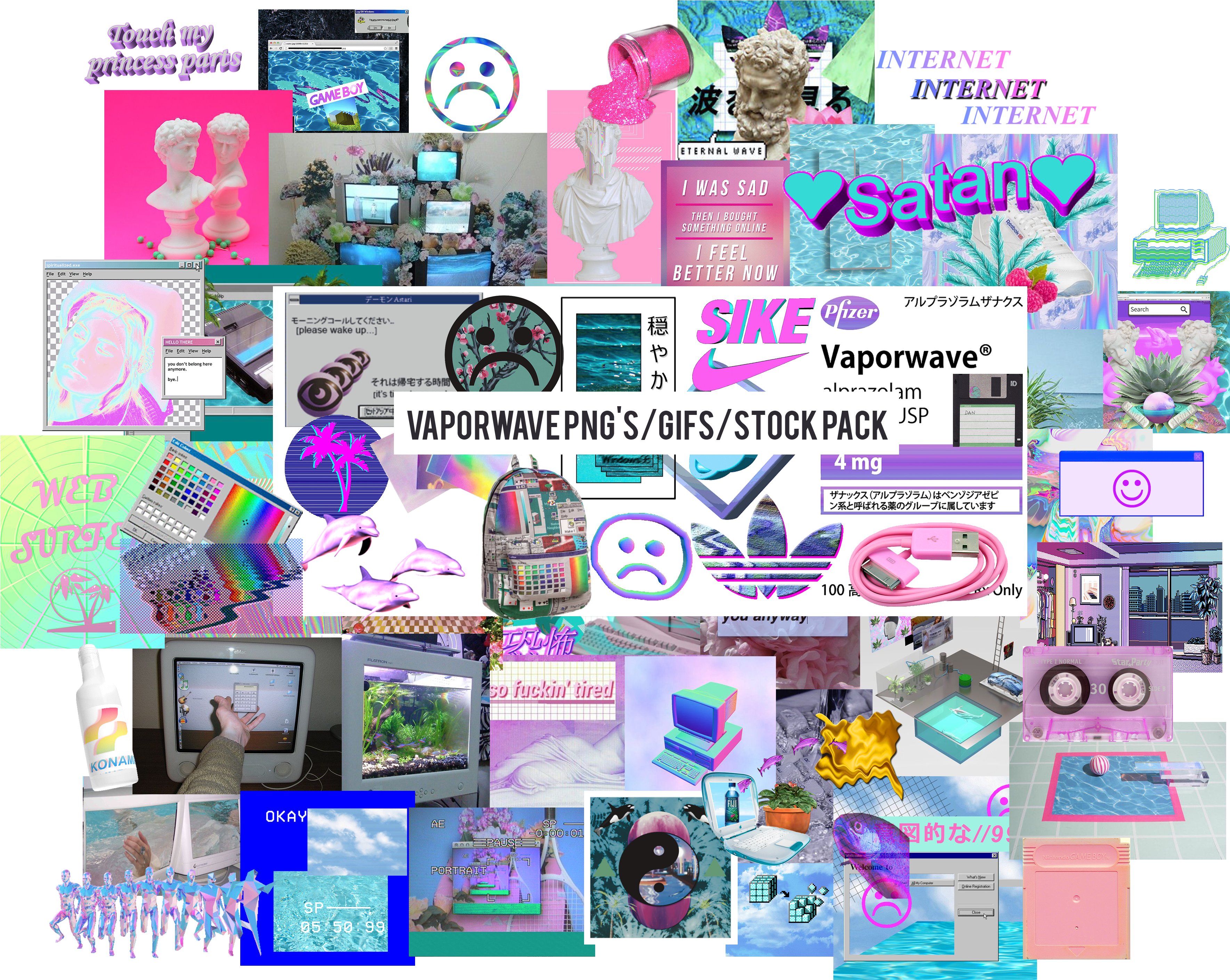Vaporwave Png's/gif's/stock Pack By Summer To The Spring (3686x2995), Png Download