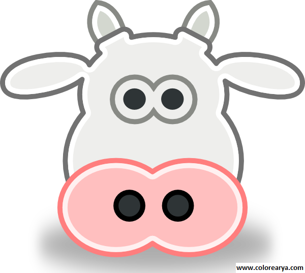 Colorear Vaca - Png Cartoon Cow Head (600x537), Png Download