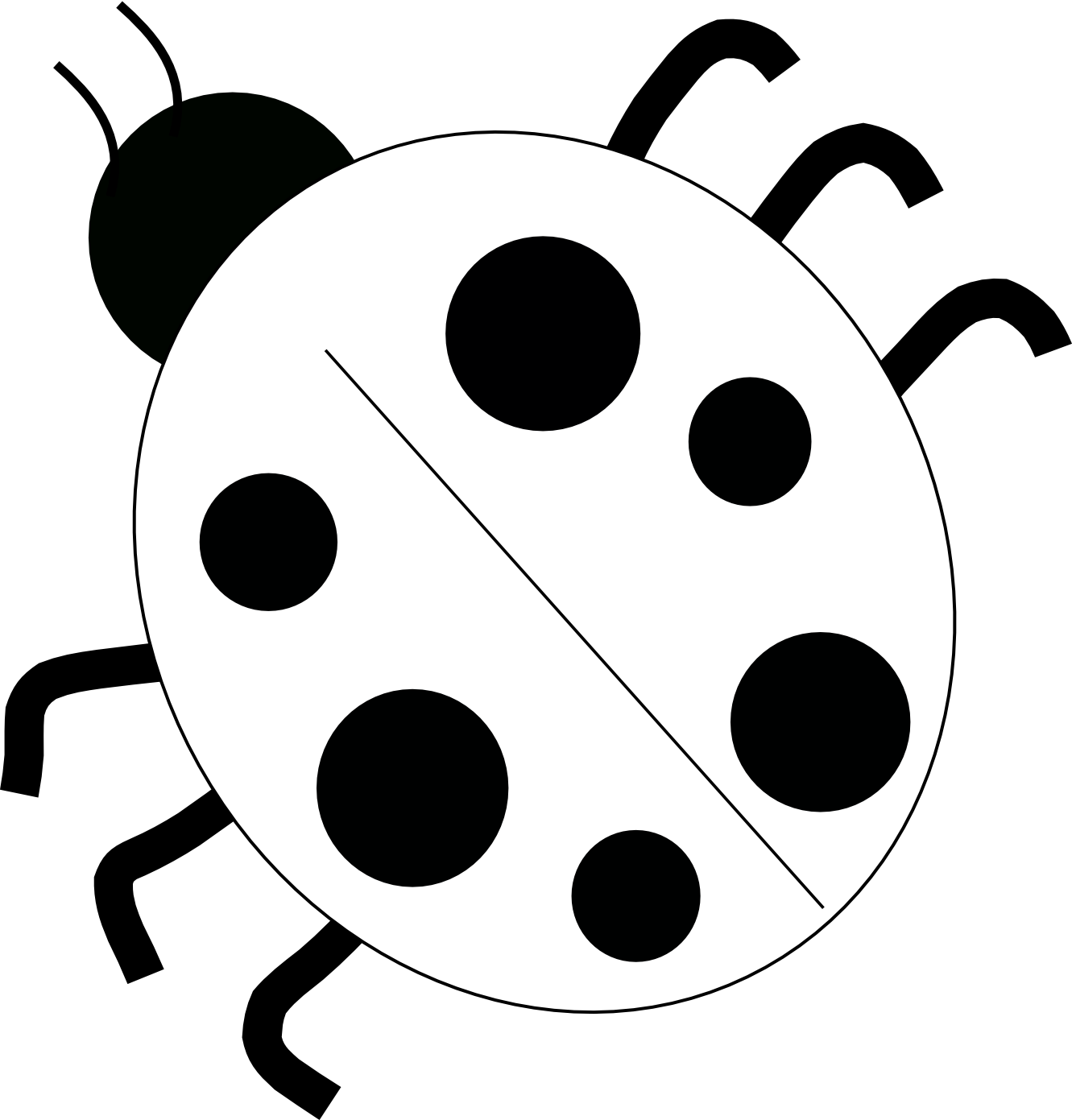 Ladybug - Drawing - Black - And - White - Black And - Ladybug Clip Art (1331x1391), Png Download