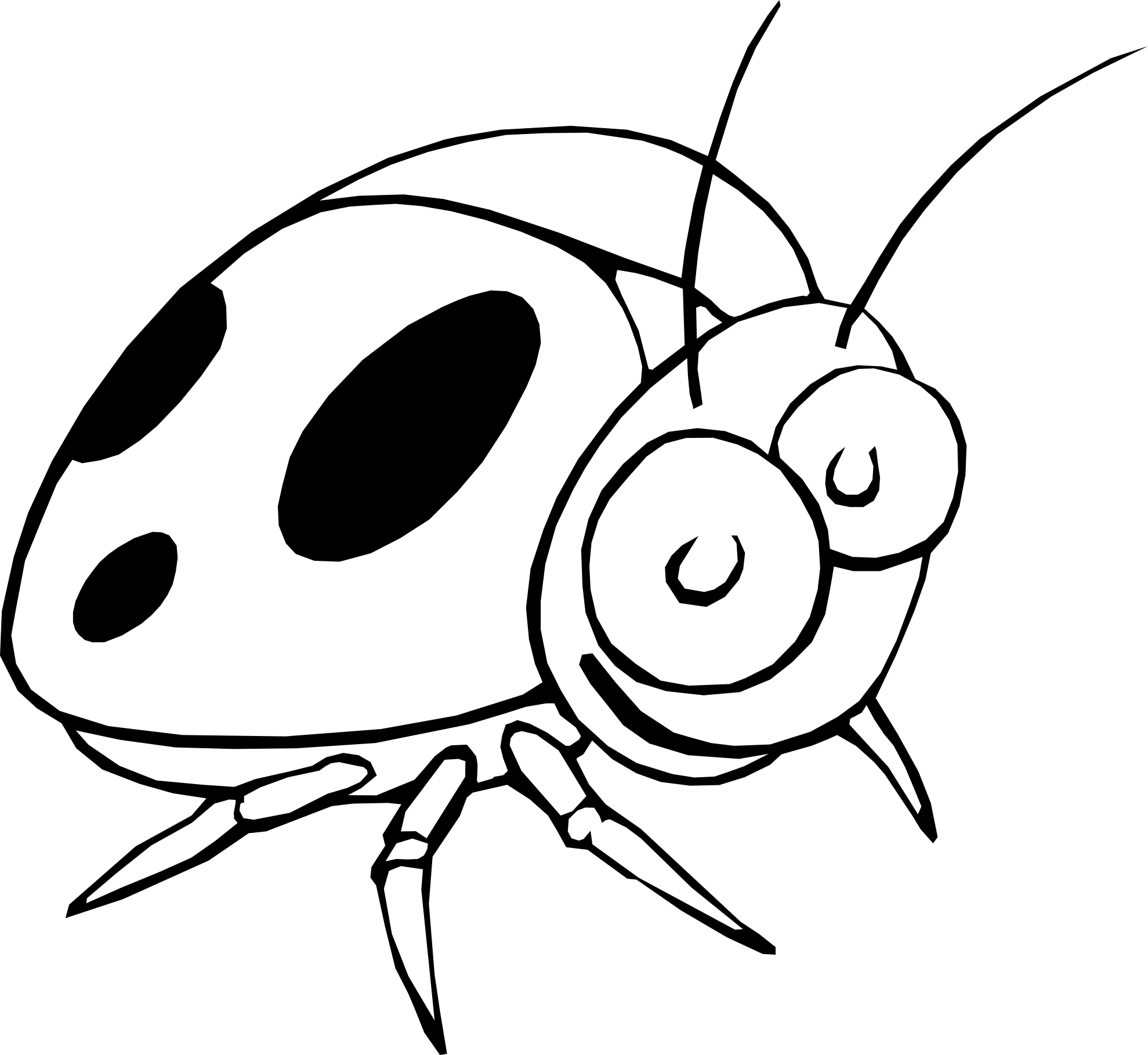 Drawing Ladybug Png Royalty Free Stock - Lady Bird Insect Black And White (1969x1810), Png Download
