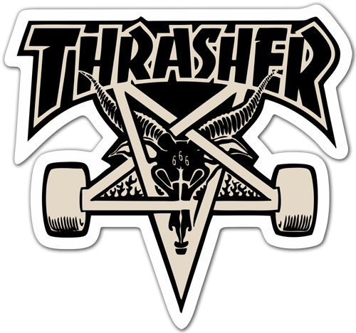 Vector Skate Sticker - Thrasher Skategoat Board Decal Sticker Black White (500x468), Png Download