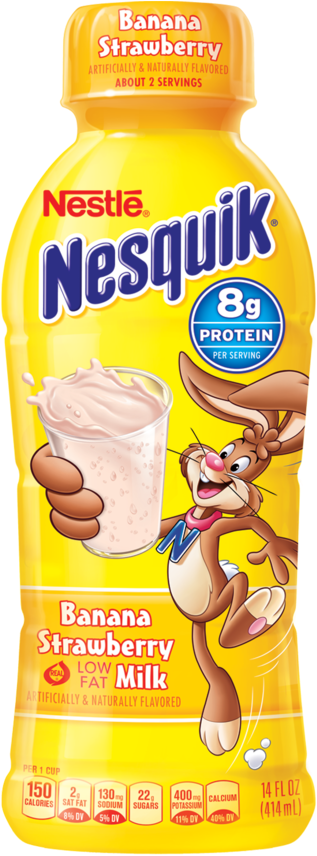 Nesquik Banana Strawberry - Nestle Chocolate Milk (546x859), Png Download