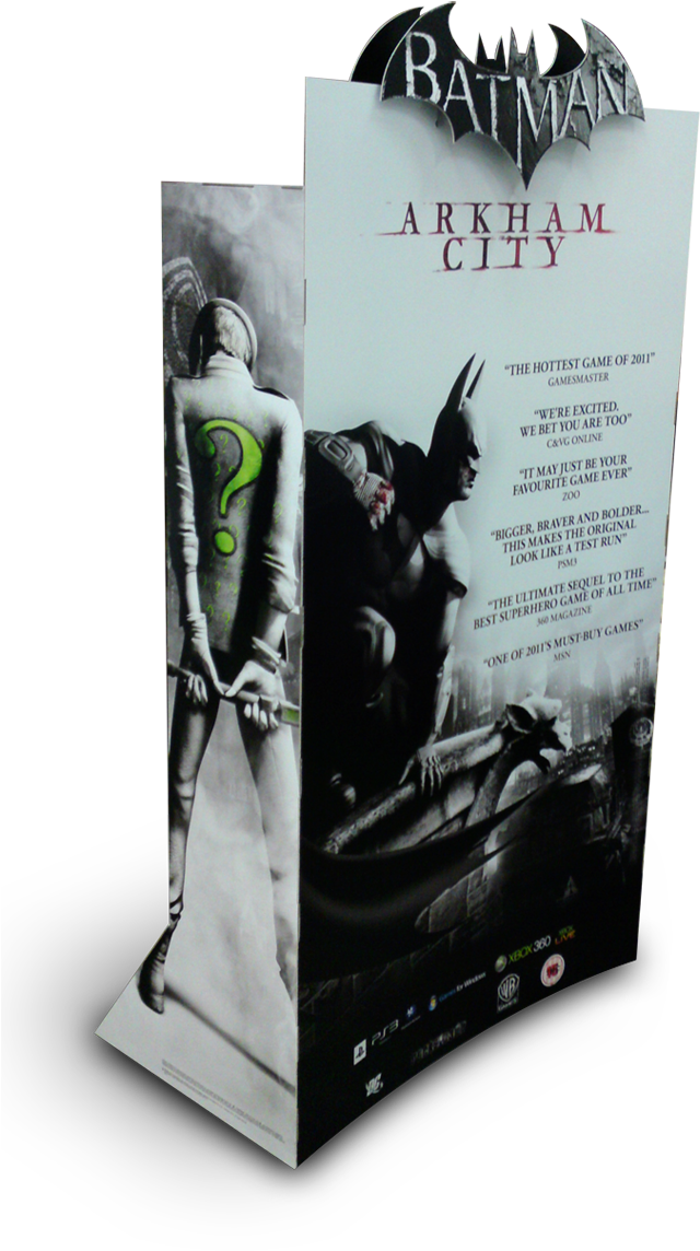 Batman Arkham City Fsdu 3/4 Back View Showing Curved - Poster (709x1181), Png Download