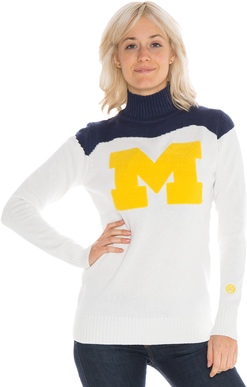 University Of Michigan Wolverines Women's Cheer Sweater - Portable Network Graphics (853x1279), Png Download