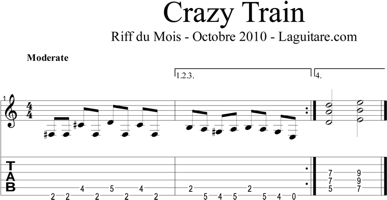Crazy Train Par Benjamin Sertelon - Sheet Music (785x448), Png Download