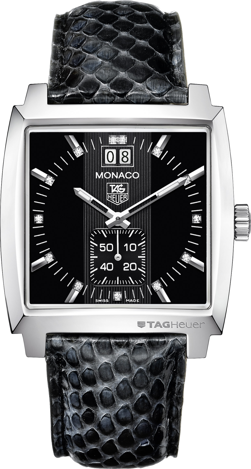 Tag Heuer Monaco Grande Date Diamond Dial 37 Mm - Waw1310 Fc6216 (1000x1867), Png Download