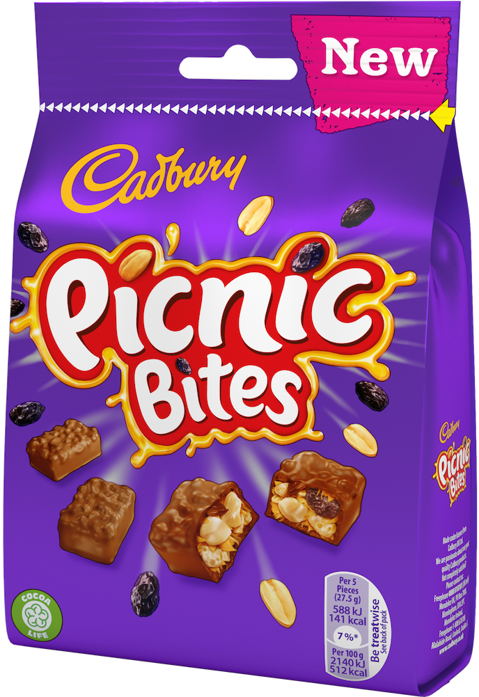 Cadbury Picnic Bites Bag Film Cl Npd 110g Film Right - Cadbury Picnic Bites 110g (1000x1000), Png Download