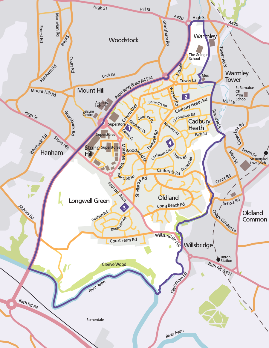 Map Showing Primary Schools In Cadbury Heath And Longwell - Map Of Cadbury Heath (900x1161), Png Download
