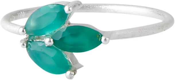 Flower Ring In Sterling Silver With Beautiful Green - Silver (650x650), Png Download