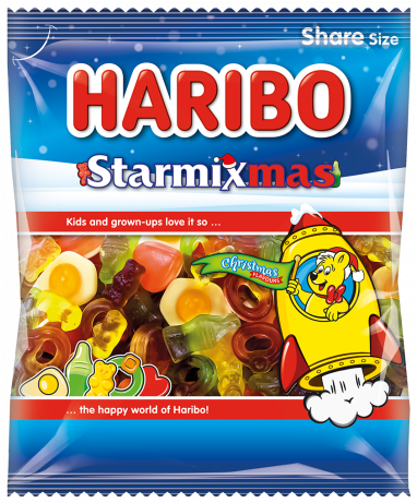 Haribo Starmixmas £ Pmp 190g - Gold-bears Haribo Berries 8oz Peg (736x460), Png Download