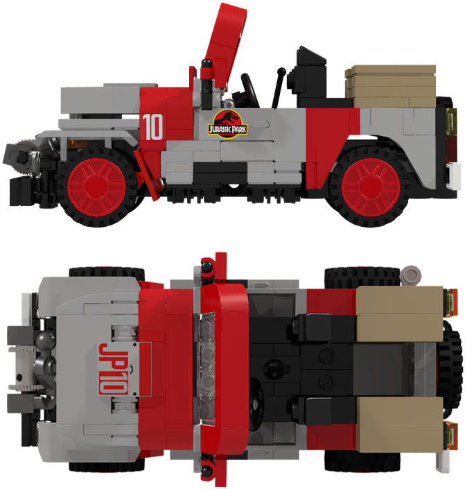 1 / - Jurassic Park Jeep Lego Custom (1053x900), Png Download