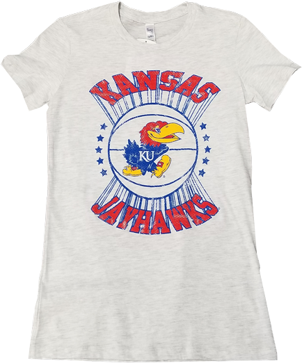 Kansas Jayhawks Burst Basketball Women's Triblend (720x540), Png Download