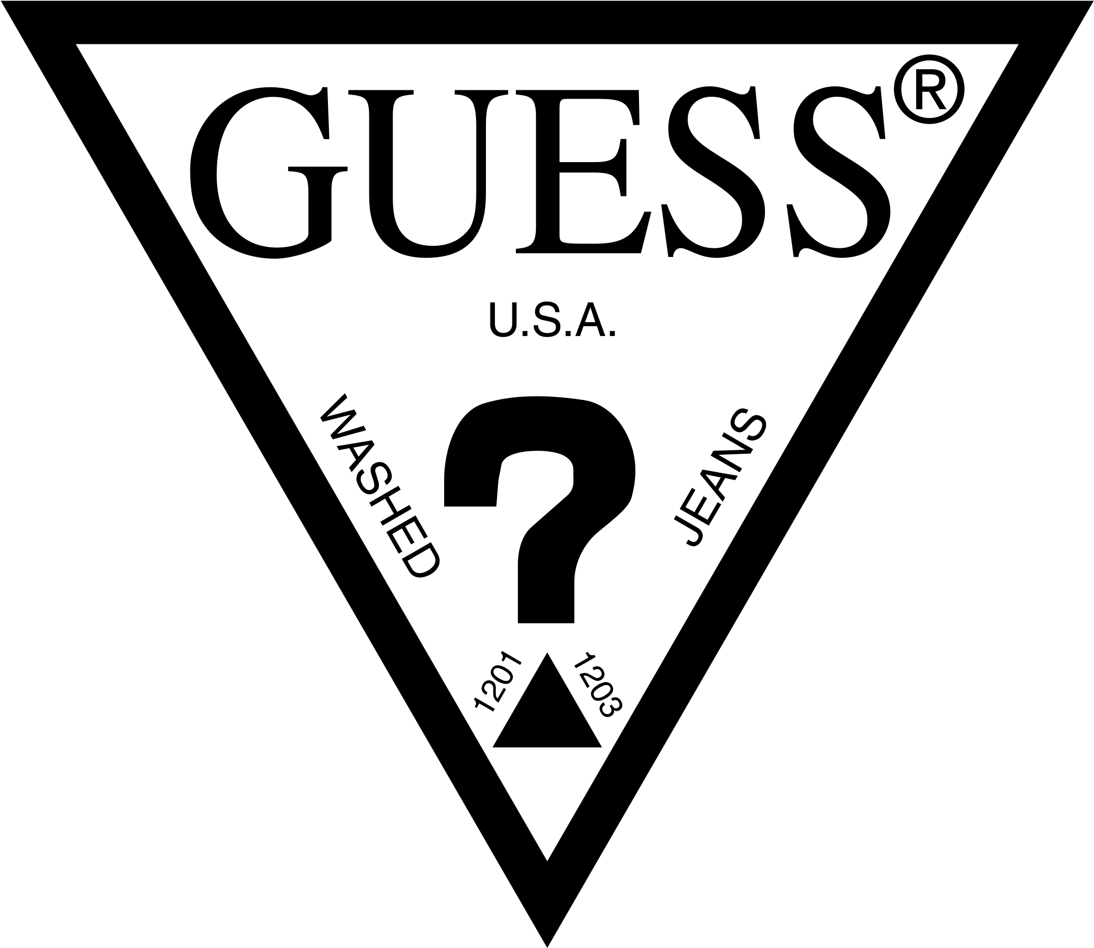 Guess Jeans Logo Png Transparent - Black Guess Logo (2400x2400), Png Download