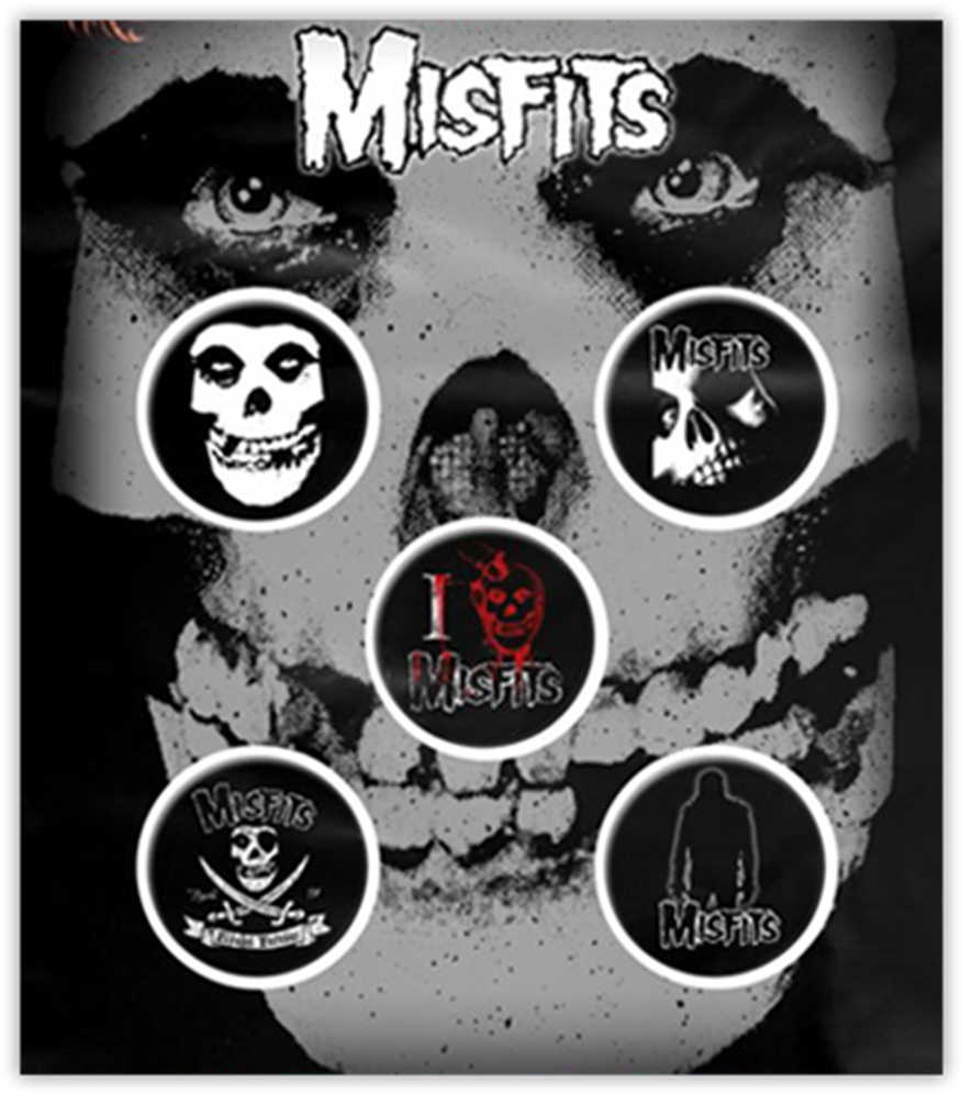 Img - Misfits Button Badge Pack: Skull (1000x1000), Png Download