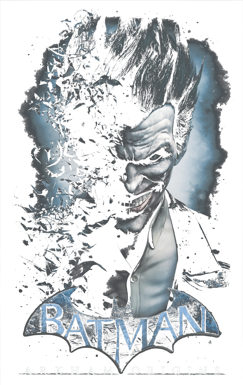 Arkham Joker Men's Slim Fit T-shirt - O2 Batman Harley Quinn Batgirl Joker Comic Art Design (850x1344), Png Download