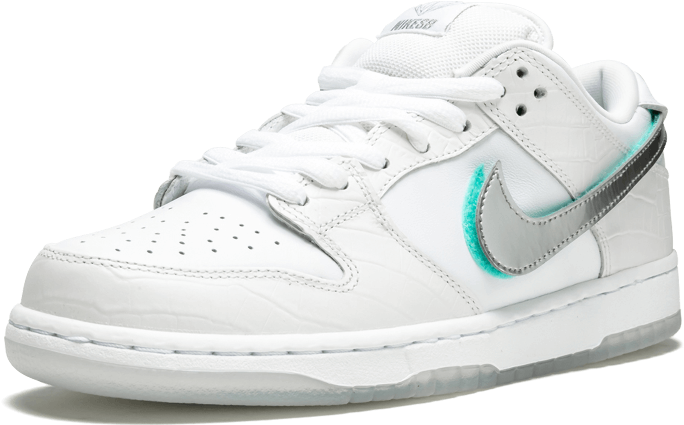 "white" Nike Sb Dunk Low Pro Og Qs X Diamond Supply - Sneakers (1000x600), Png Download