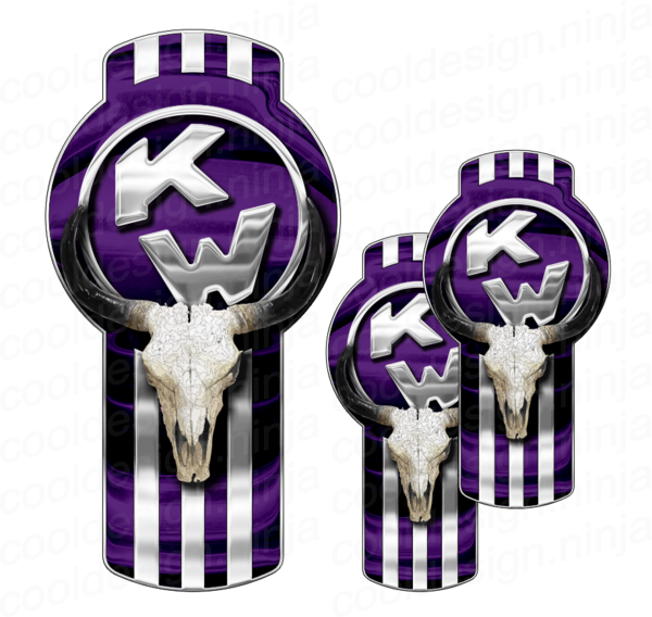 3-pack Of Purple Kenworth Bull Skull Emblem Skins - Kw Emblem (600x568), Png Download
