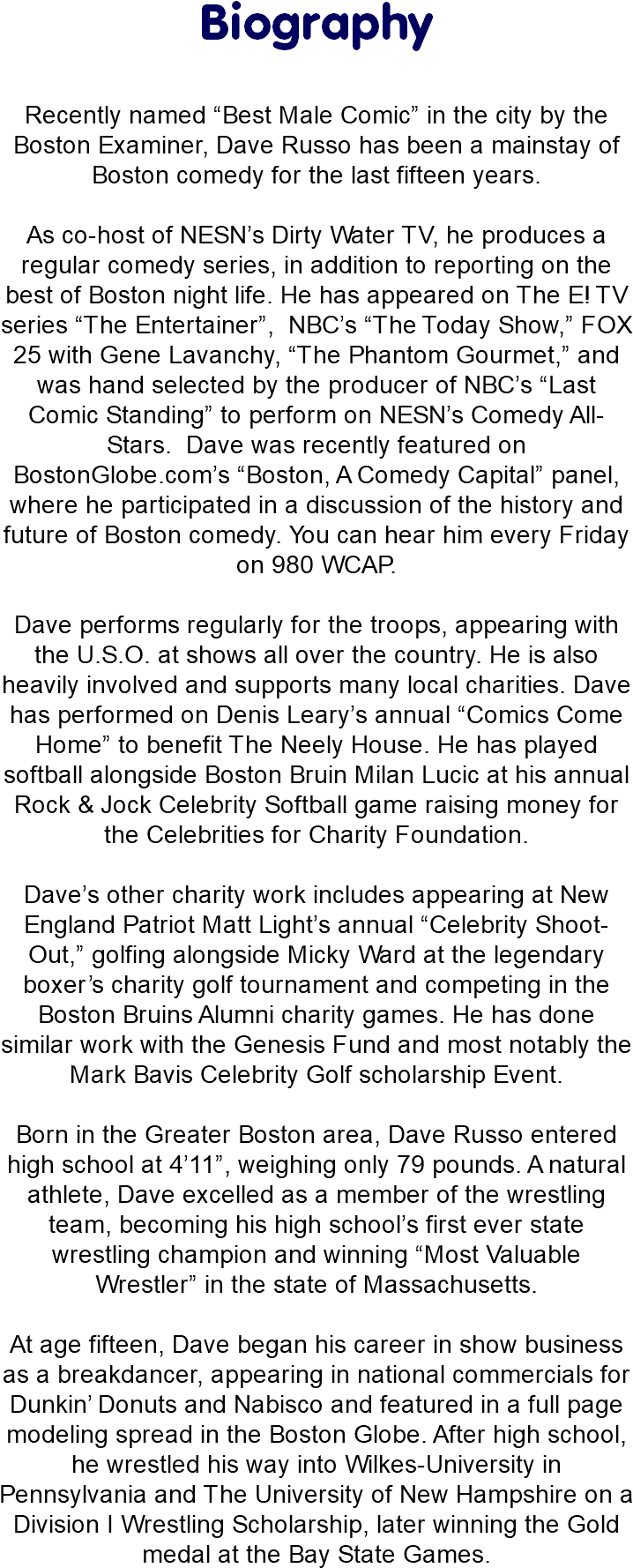 Biography Recently Named “best Male Comic” In The City - Boston (760x1816), Png Download
