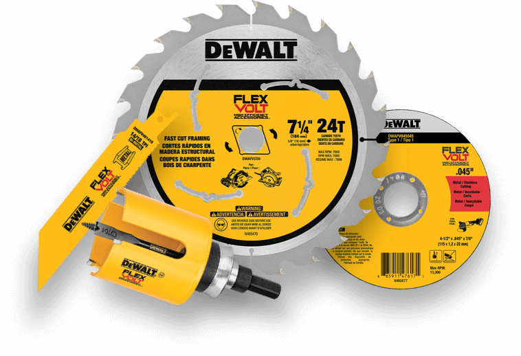 We Have A Wide Lineup Of Blades, Abrasives, And Hole - Dewalt Flexvolt 7-1/4 Inch 24t Circular Saw Blade (758x518), Png Download