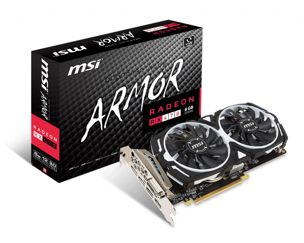Radeon™ Rx 470 Graphics Cards Radeon Rx 470 Armor 8g - Msi Radeon Rx 470 Armor 8g Oc (1024x820), Png Download