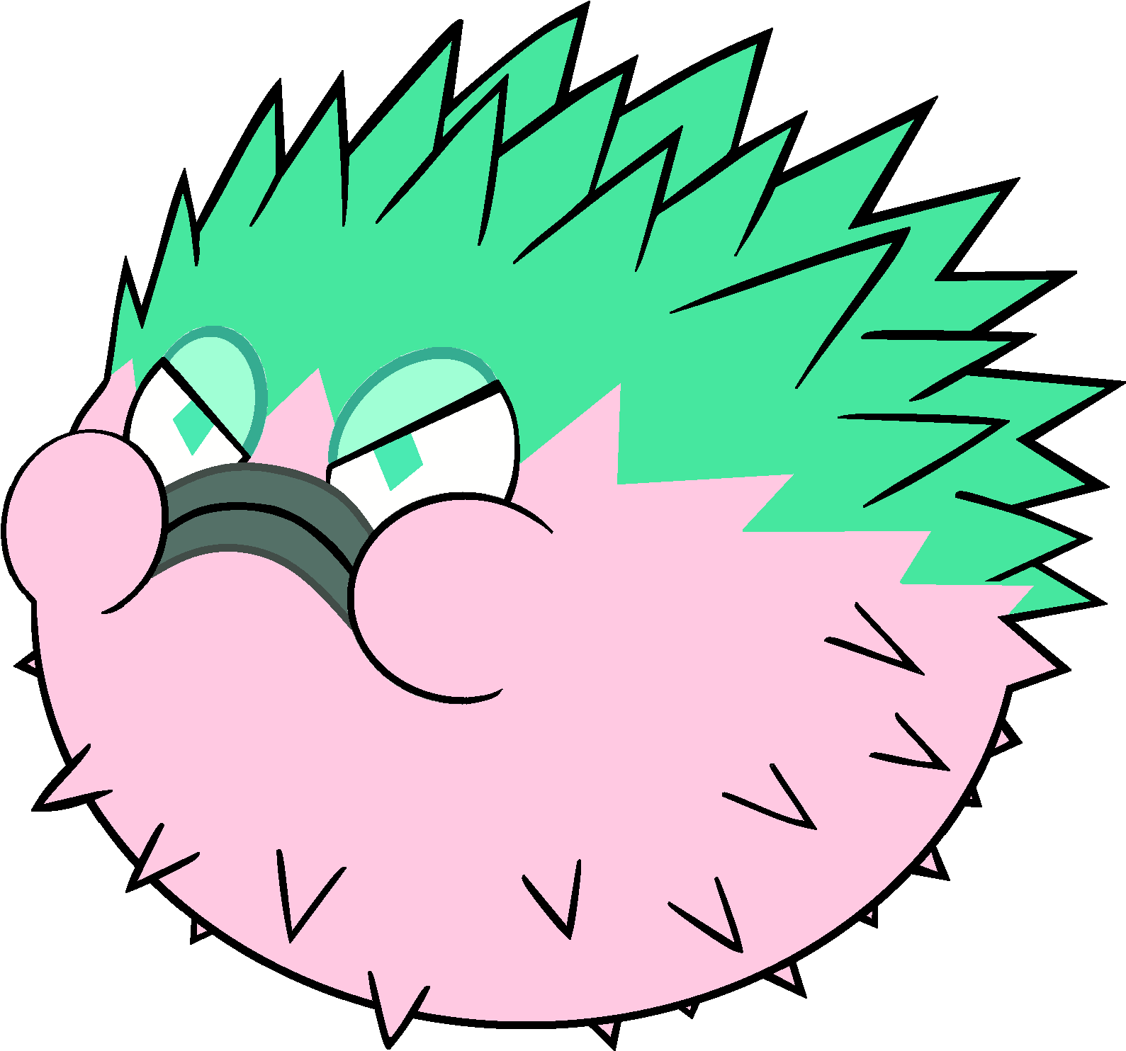Puffer Fish Cartoon Png (1629x1525), Png Download