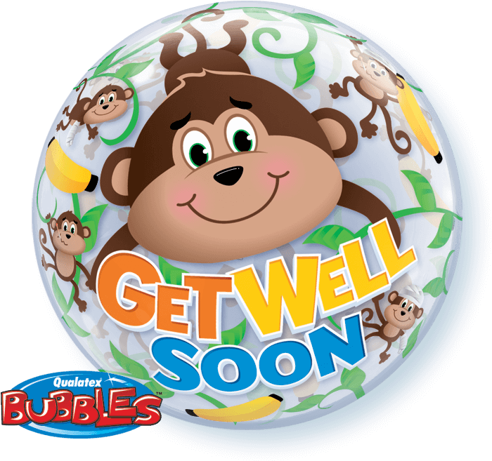 22" Bubble Balloon - Get Well Soon Monkey (703x703), Png Download