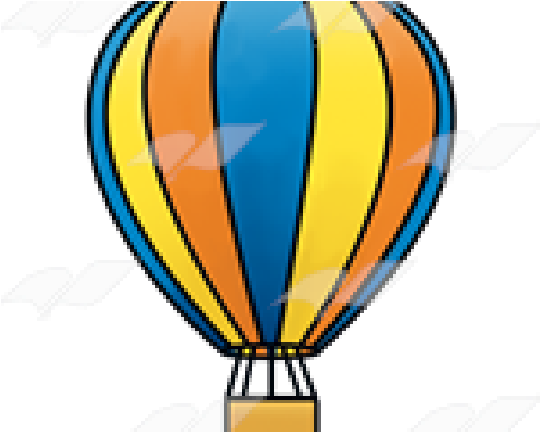 Hot Air Balloon Orange And Blue (640x480), Png Download