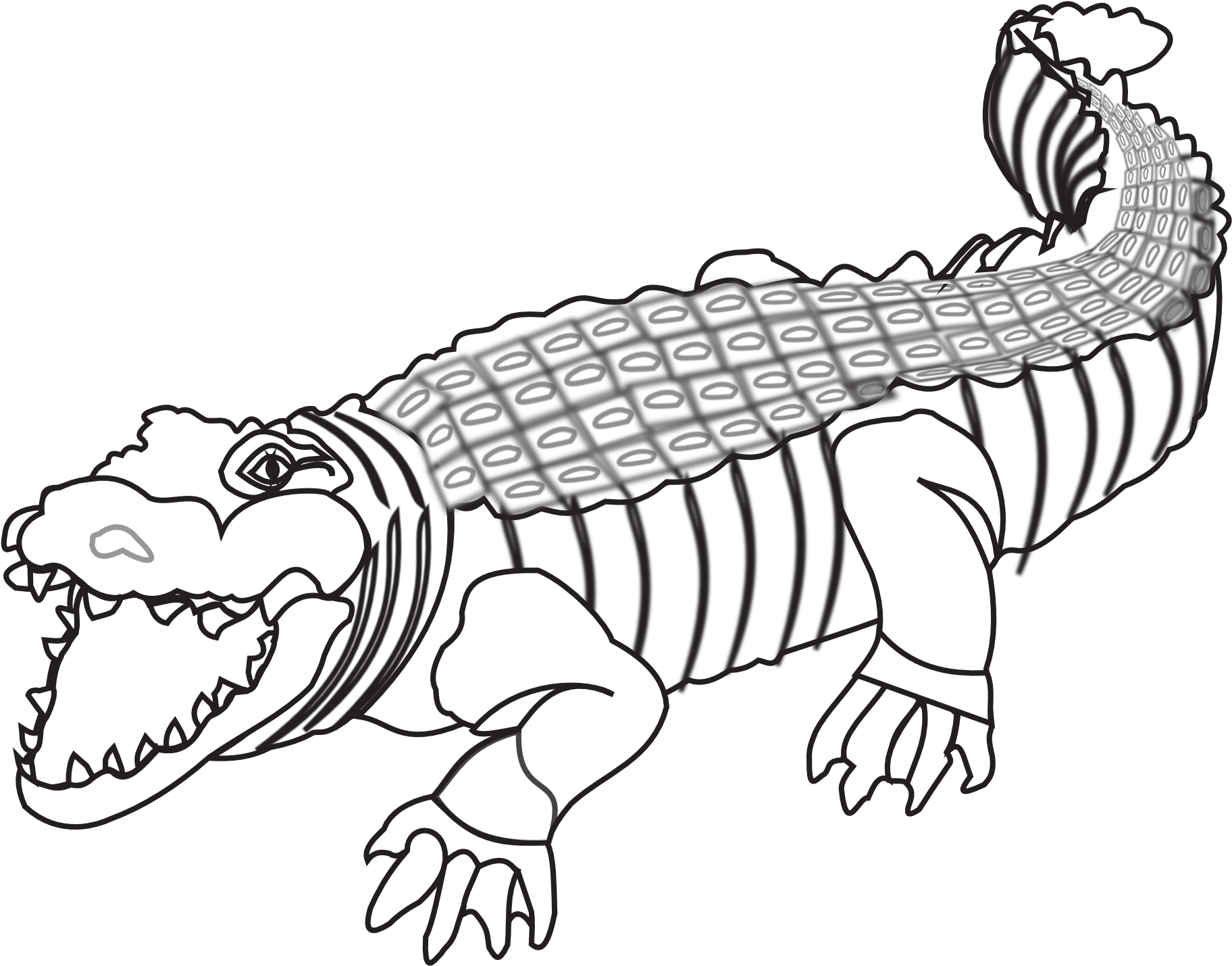 Png Crocodile Black And - Crocodile Black And White Png (1969x1477), Png Download