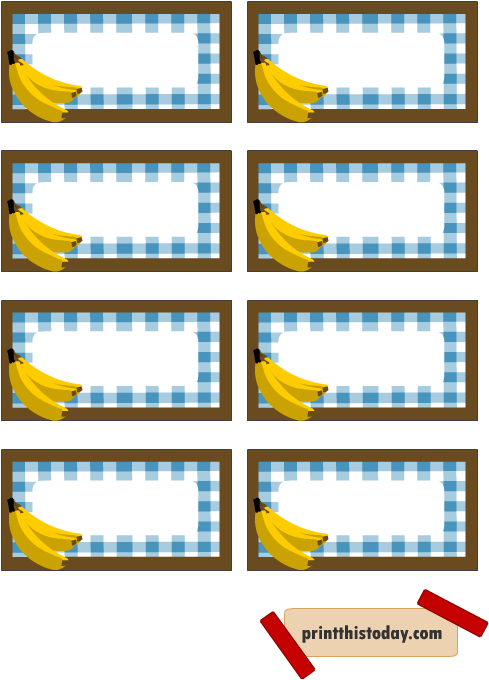 Jar Labels Featuring Bananas - Label (612x792), Png Download