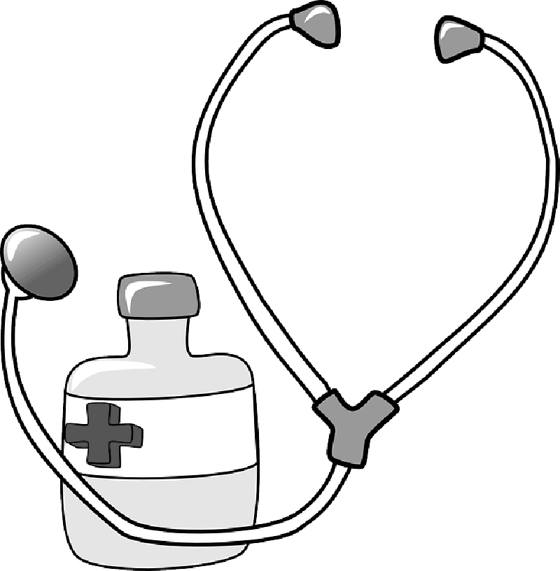 Red, Black, Outline, Cross, Drawing, Doctor, Nurse - Stethoscope Clipart Gif (800x816), Png Download